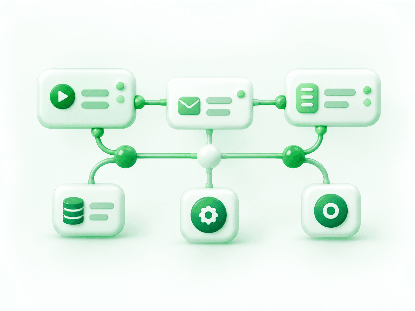 Connected workflow tiles for playback, email, records, database and settings
