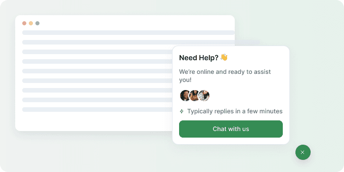Live chat widget inviting a website visitor to start a conversation
