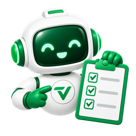 Robot agent holding a feedback clipboard