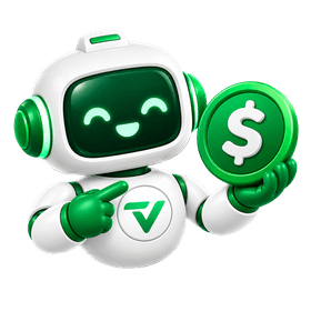 Robot agent holding a green dollar coin