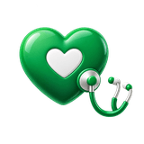 Green heart with a stethoscope
