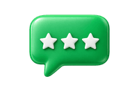 Green speech bubble with three stars