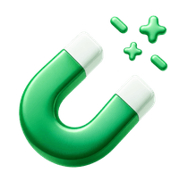 Green horseshoe magnet with sparkles