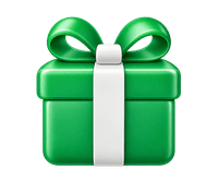 Green gift box with a white ribbon