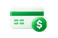 Green payment card with a dollar coin