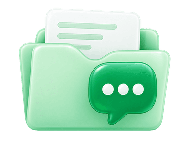 Folder of guides with a chat bubble badge