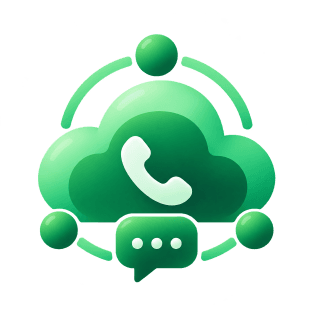 Cloud with a phone handset and a chat bubble