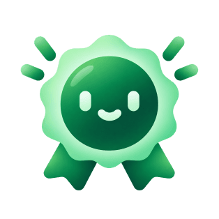 Smiling badge with a ribbon
