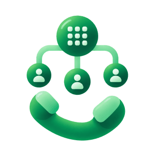 Phone handset under a keypad routing to three people