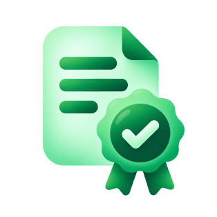 Document with a certification ribbon