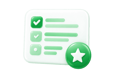 Open notebook with a lightbulb and progress checklist